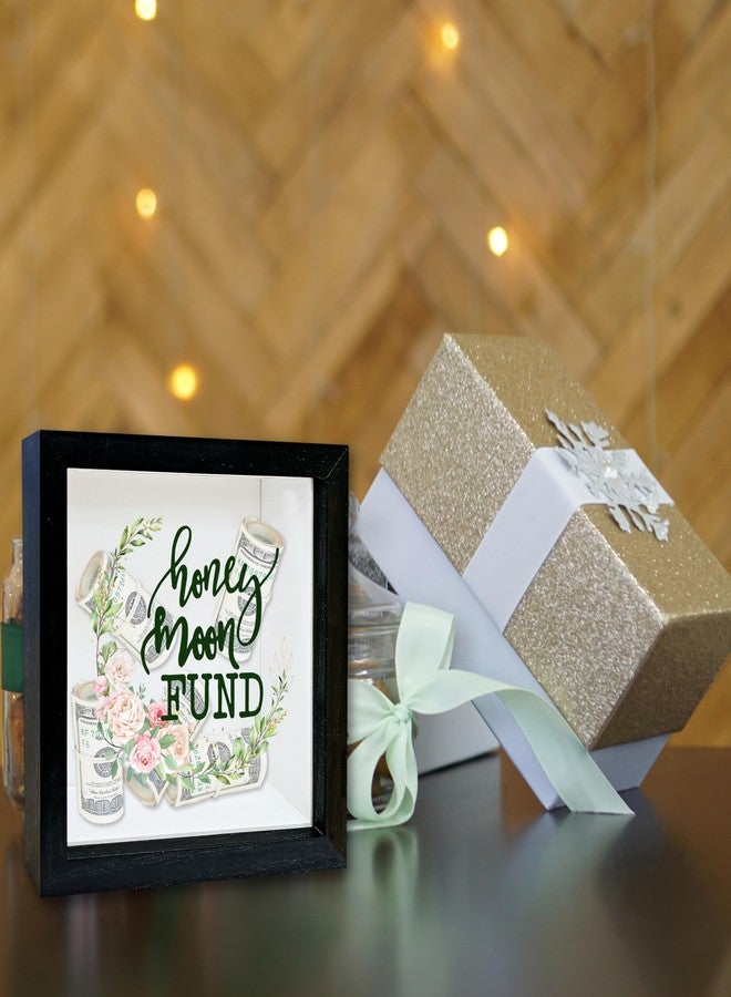 Mueddur Honeymoon Fund Shadow Box Frame, Wedding Money Box with Slot, Greenery Floral Travel Memory Box, Adventure Archive Box, Decorative Wooden Money Savings, Wedding Honeymoon Gifts for Newlyweds -12 - Image 5